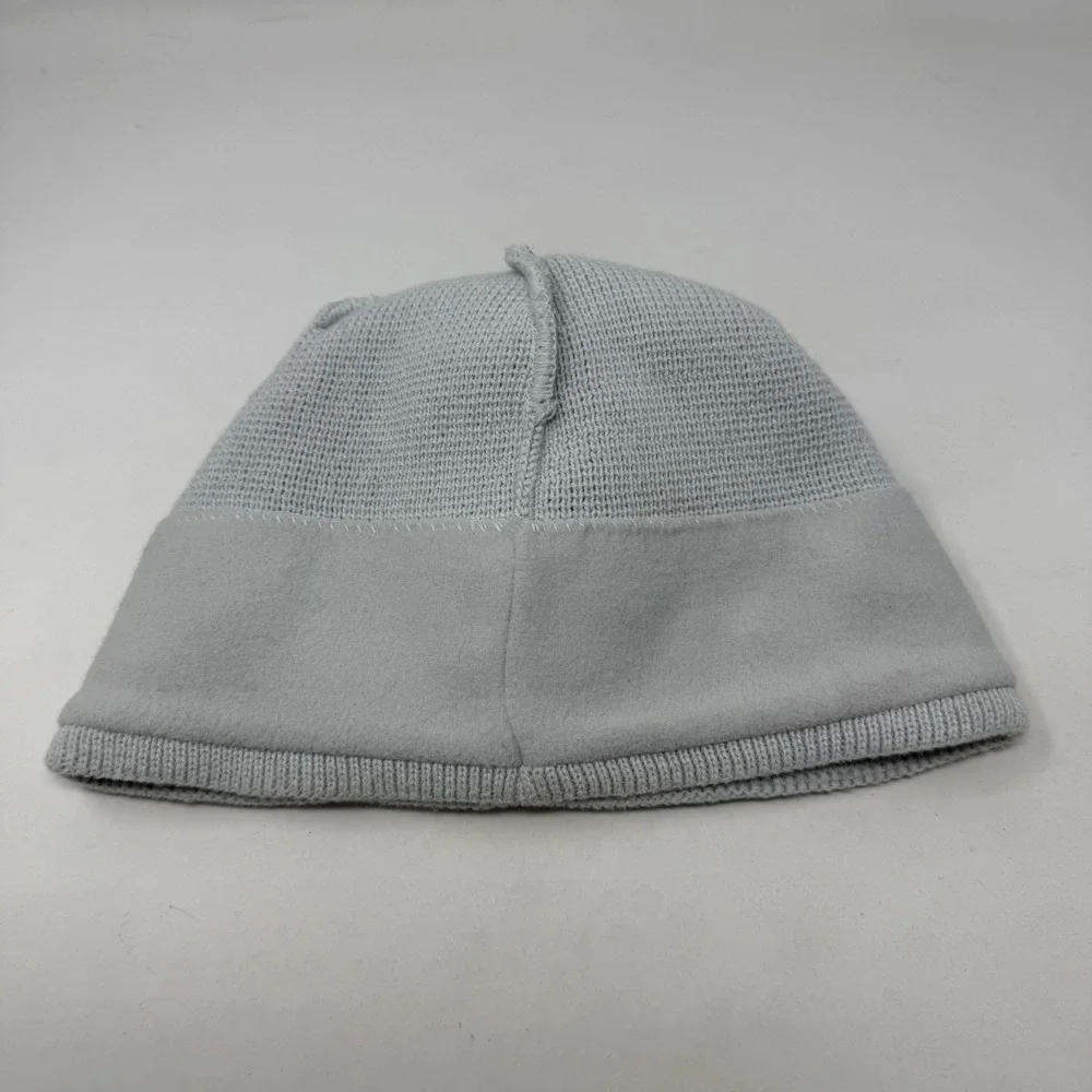 The North Face Light Grey Knit Fleece Lined Beanie Skull Cap Embroidered Logo